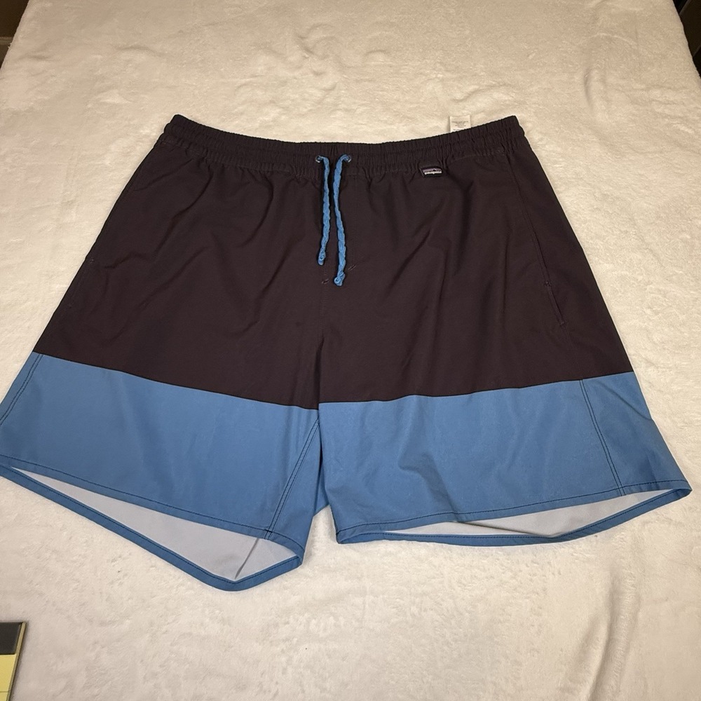 Patagonia Hydro Series Board Shorts Mens L Purple Blue 17” Swim Trunks Stretch